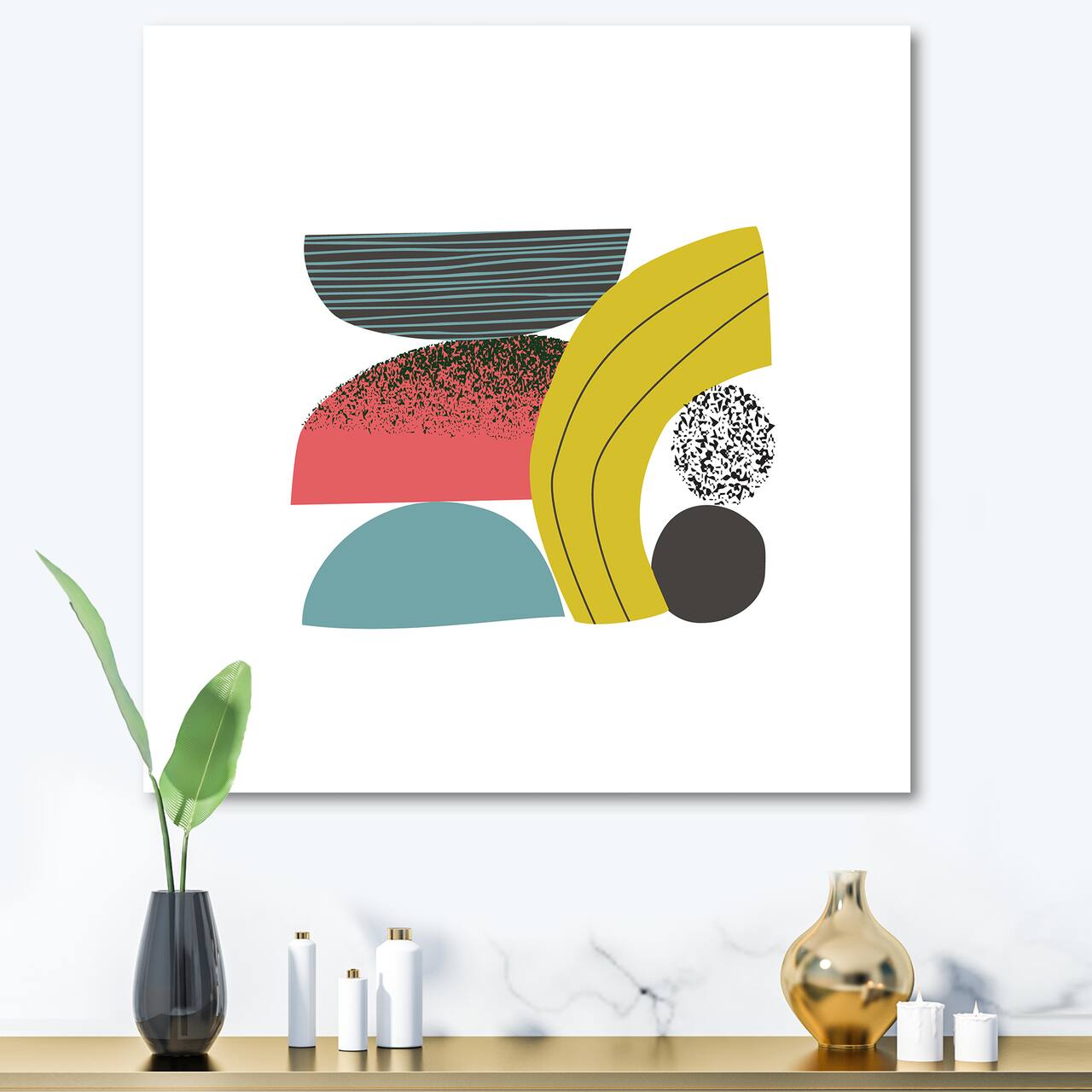 Designart - Colorful Geometric Abstract Art Collage II - Modern Canvas Wall Art Print